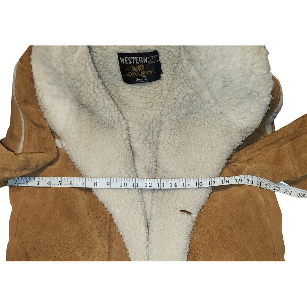 VTG Western Outfitters Sears Warm Mens Suede Shearling Lined Heavy Jacket Size L - Picture 5 of 7